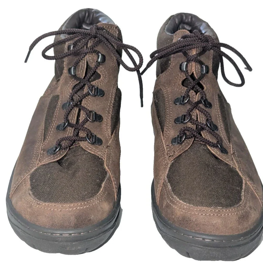 Vintage Florsheim Outdoorsman Men's Hiking Boots 12D Dark Brown leather & Canvas